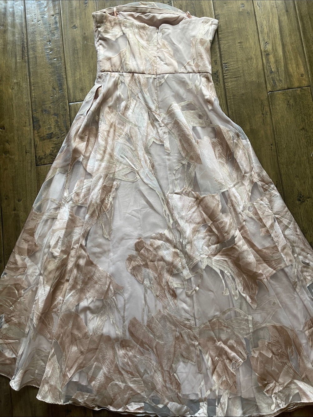 Xscape Evenings Shania Floral Jacquard Strapless Gown - Picture 7 of 9
